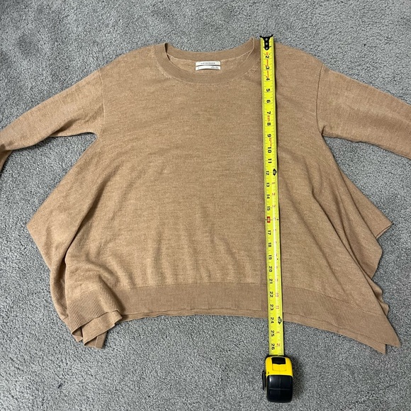 Anthropologie Wool Crewneck Trapeze Sweater Size Small beige camel tan - Picture 5 of 7